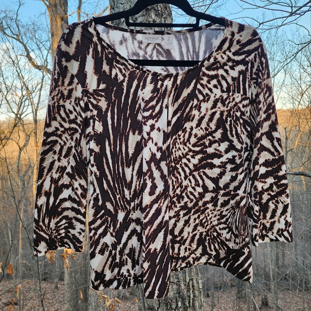 Chicos Animal Print Brown and White Women's Top